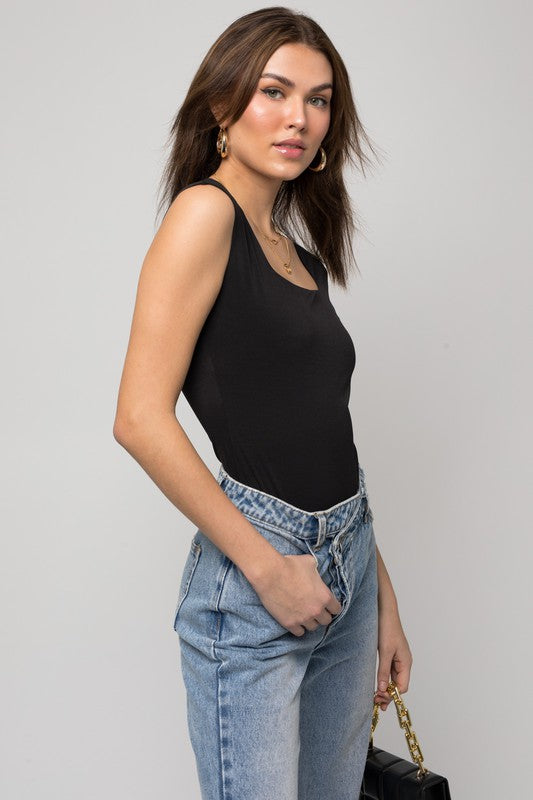 Cap Sleeve Square Neck Bodysuit (2 Color Options)