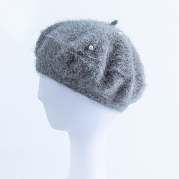 Pearl Faux Fur Fashion Beret