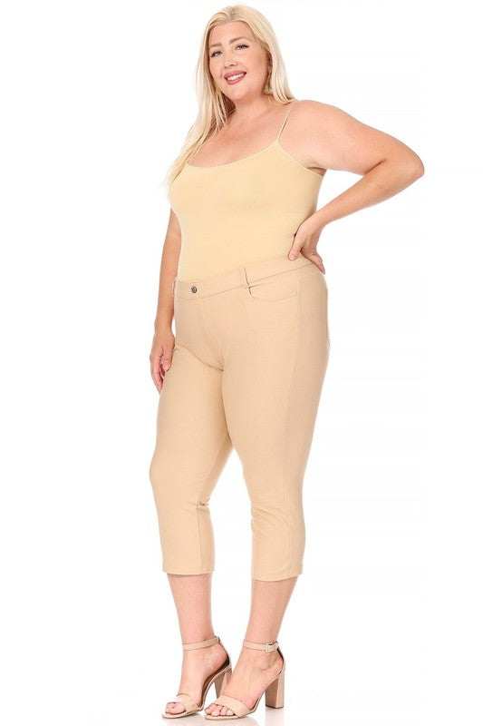 Plus size, stretchy, pull up, capri jeggings (5 colors)