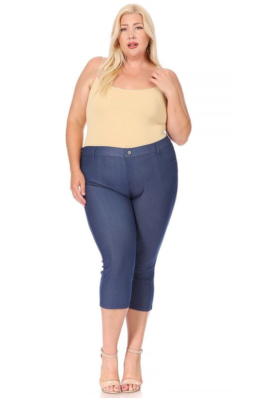 Plus size, stretchy, pull up, capri jeggings (5 colors)