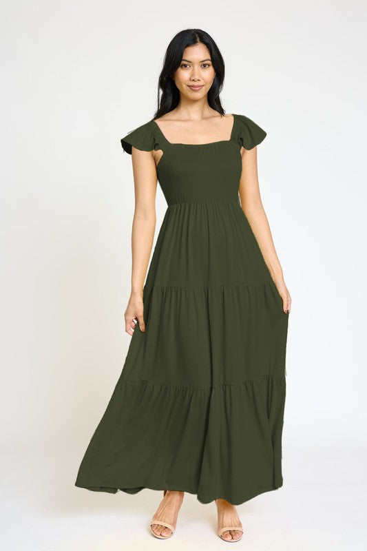 Flutter Sleeve Flowy Tiered Sundress 6 colors