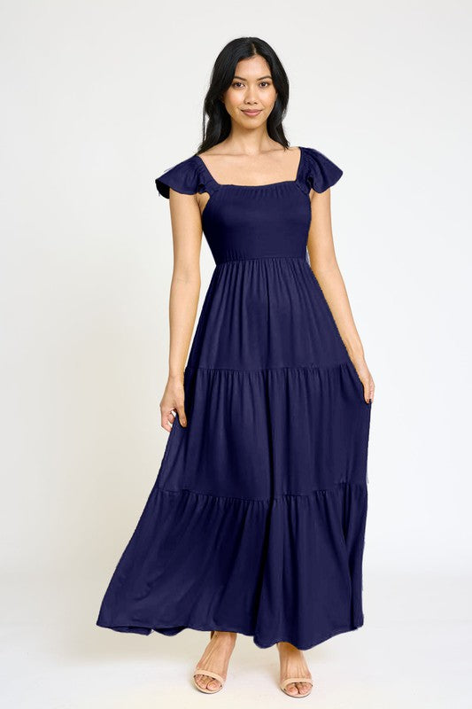 Flutter Sleeve Flowy Tiered Sundress 6 colors