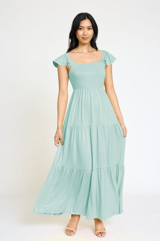 Flutter Sleeve Flowy Tiered Sundress 6 colors