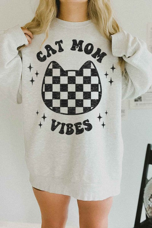 Cat Mom Vibes Oversized Sweatshirt (4 Colors)