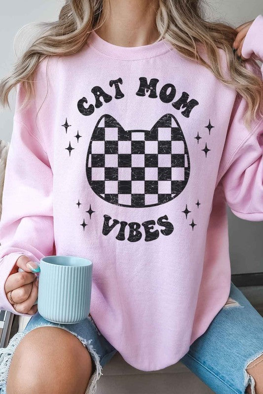 Cat Mom Vibes Oversized Sweatshirt (4 Colors)