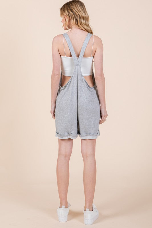 French Terry Short Overalls with Pockets (2 colors)