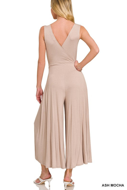 Surplice Neckline Sleeveless Jumpsuit 3 colors