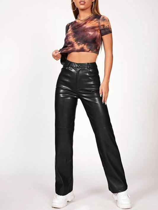 Womens PU Leather Pants