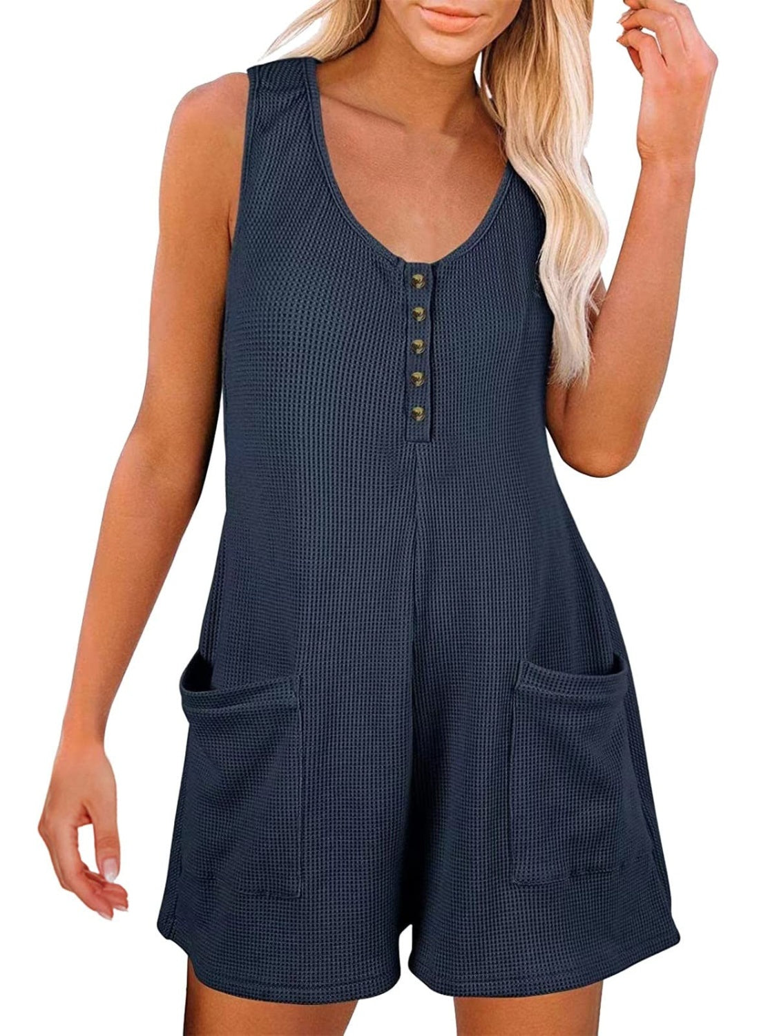 Full Size Pocketed Scoop Neck Sleeveless Romper (6 colors)