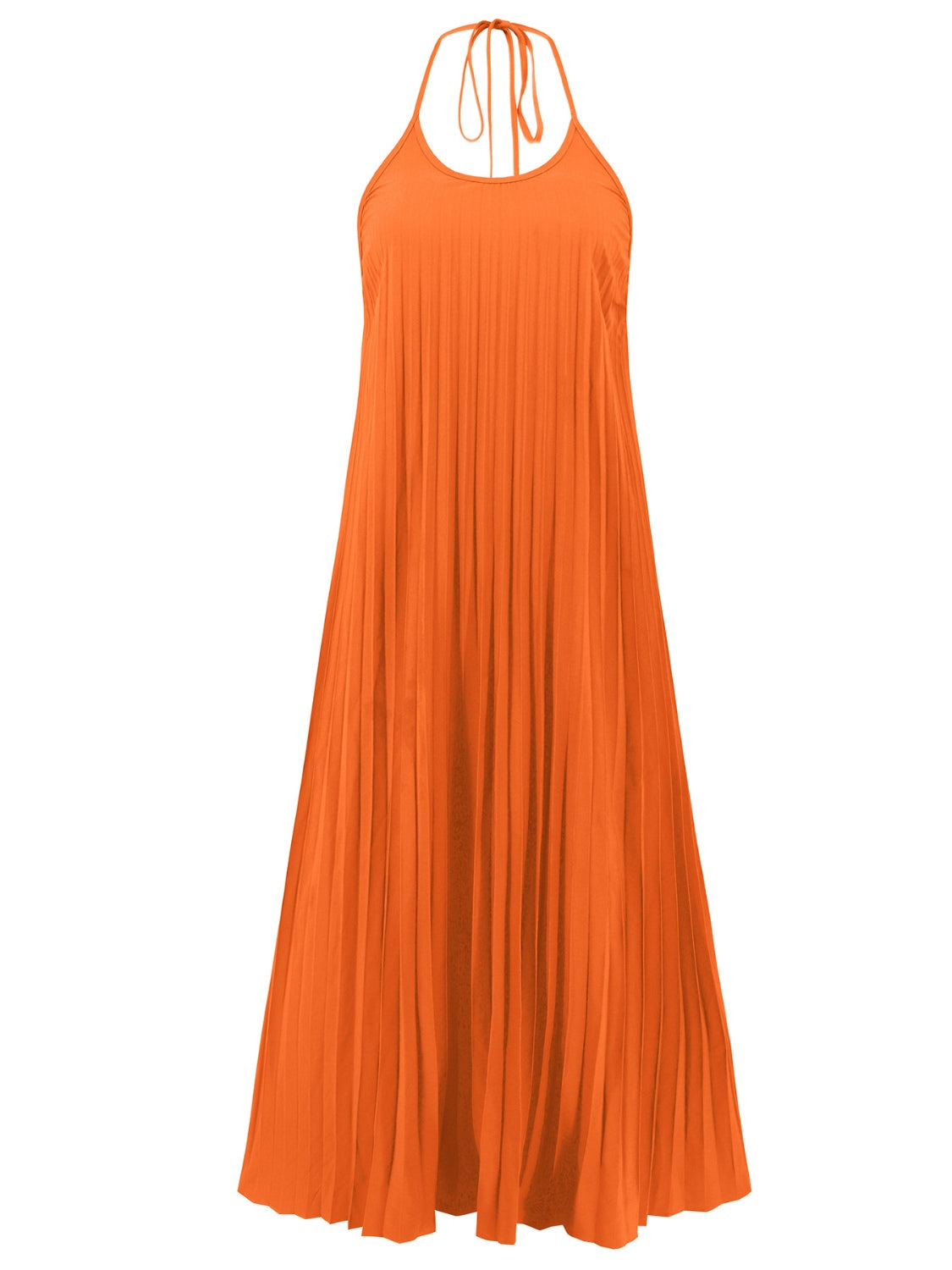 Pleated Halter Neck Sleeveless Dress (6 colors)