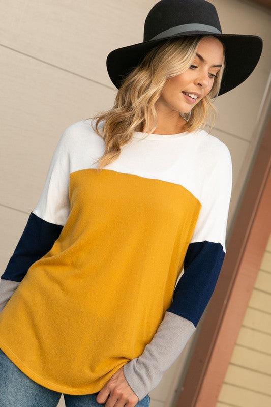 Plus Color Block Top  (3 Colors)