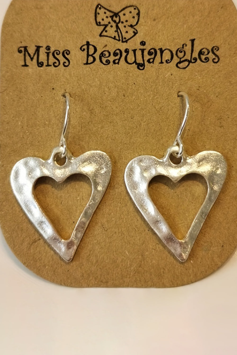 White Hollowed Heart Shape Earrings