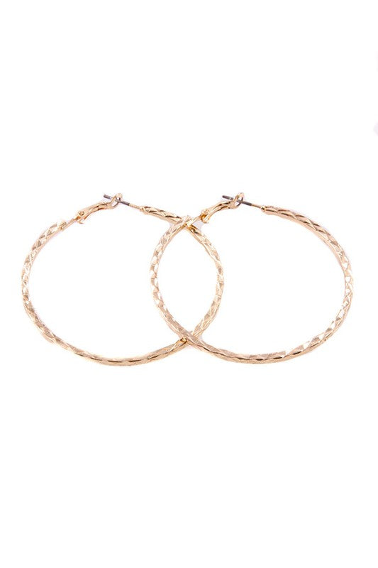 Large Delicate Textured Hoop Earrings