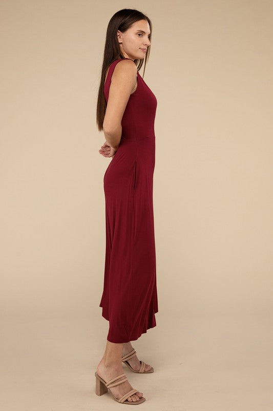 Surplice Neckline Sleeveless Jumpsuit 3 colors