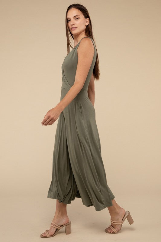 Surplice Neckline Sleeveless Jumpsuit 3 colors