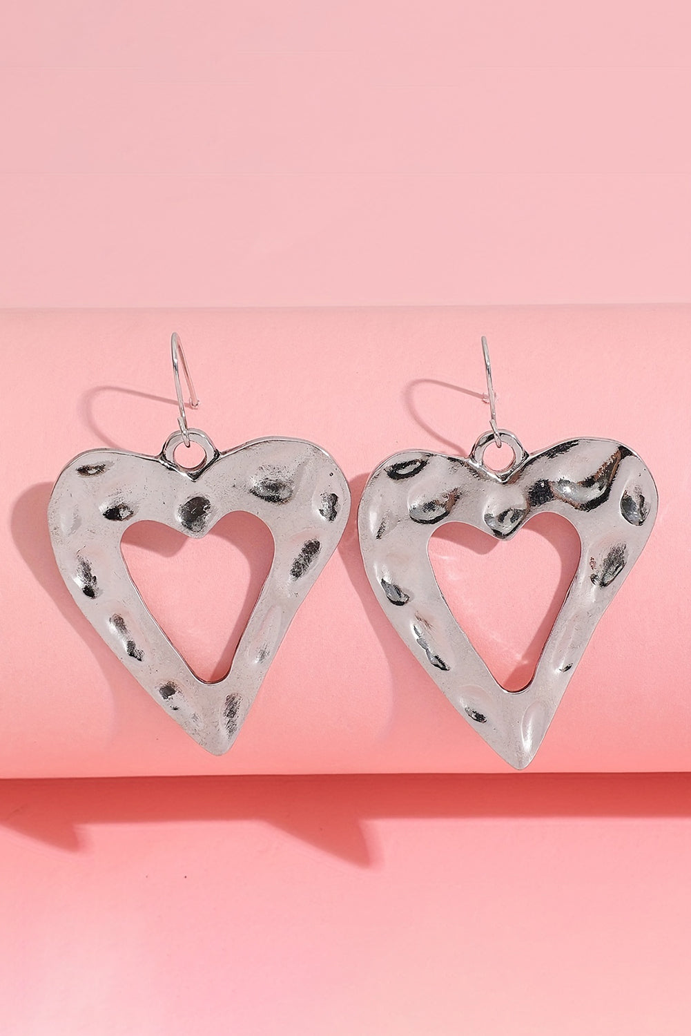 White Hollowed Heart Shape Earrings