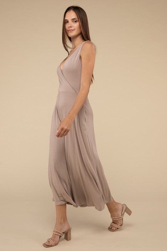 Surplice Neckline Sleeveless Jumpsuit 3 colors