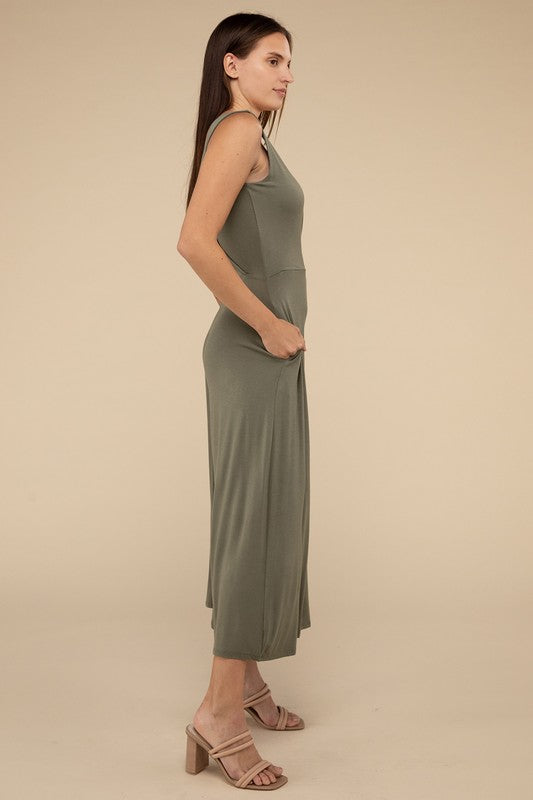 Surplice Neckline Sleeveless Jumpsuit 3 colors