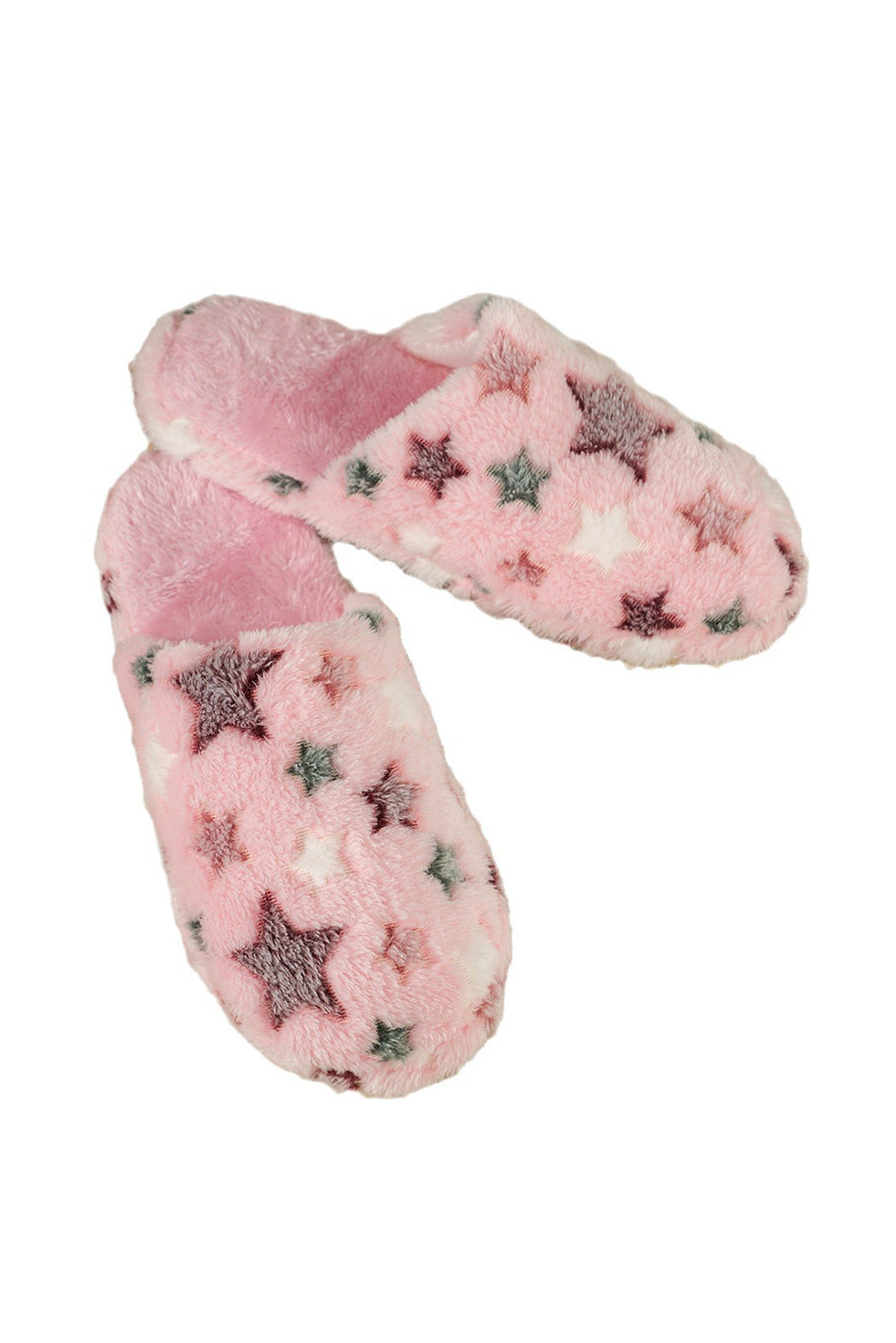 Pink Star Pattern Plush Home Slippers (2 Colors)