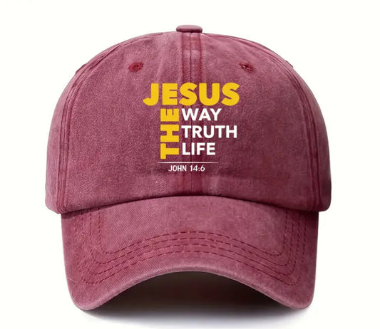 Vintage Distressed Cotton Trucker Cap -Jesus Print,