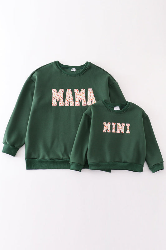 MAMA & MINI applique fleece sweatshirt Forest