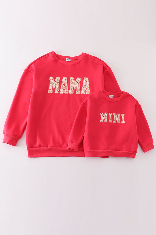 MAMA & MINI applique fleece sweatshirt red