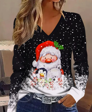 Christmas Snowflake Santa Graphic Shirt