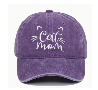 Cat Mom Embroidery Washed Cotton Baseball Cap