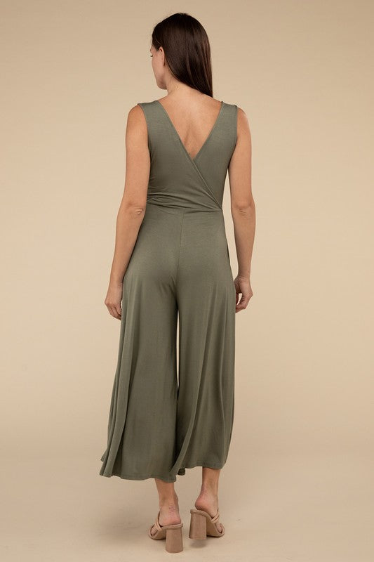 Surplice Neckline Sleeveless Jumpsuit 3 colors