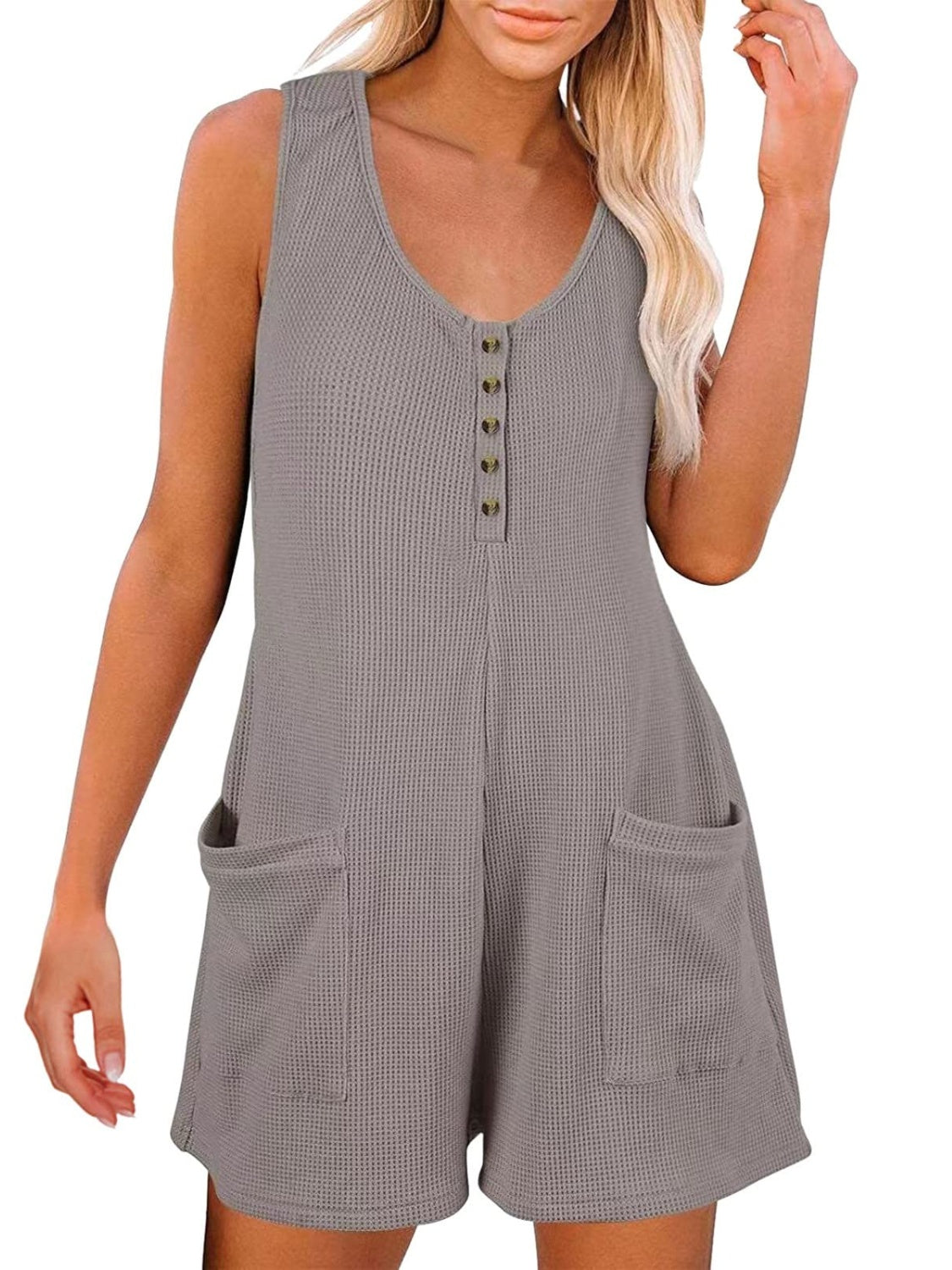 Full Size Pocketed Scoop Neck Sleeveless Romper (6 colors)