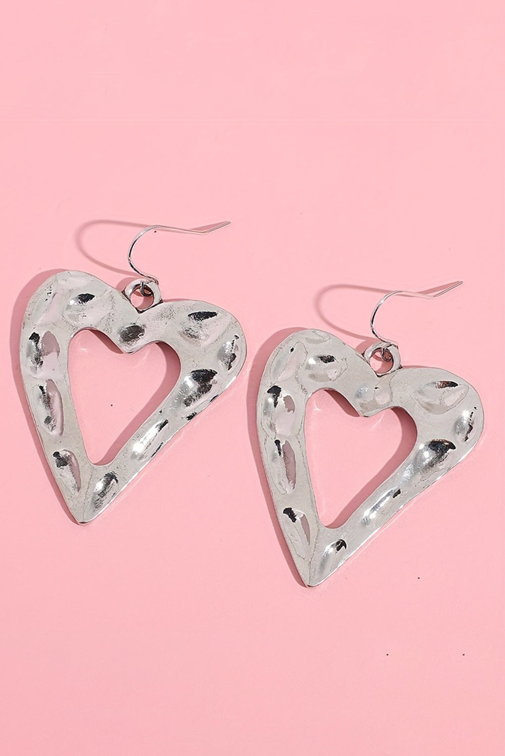 White Hollowed Heart Shape Earrings