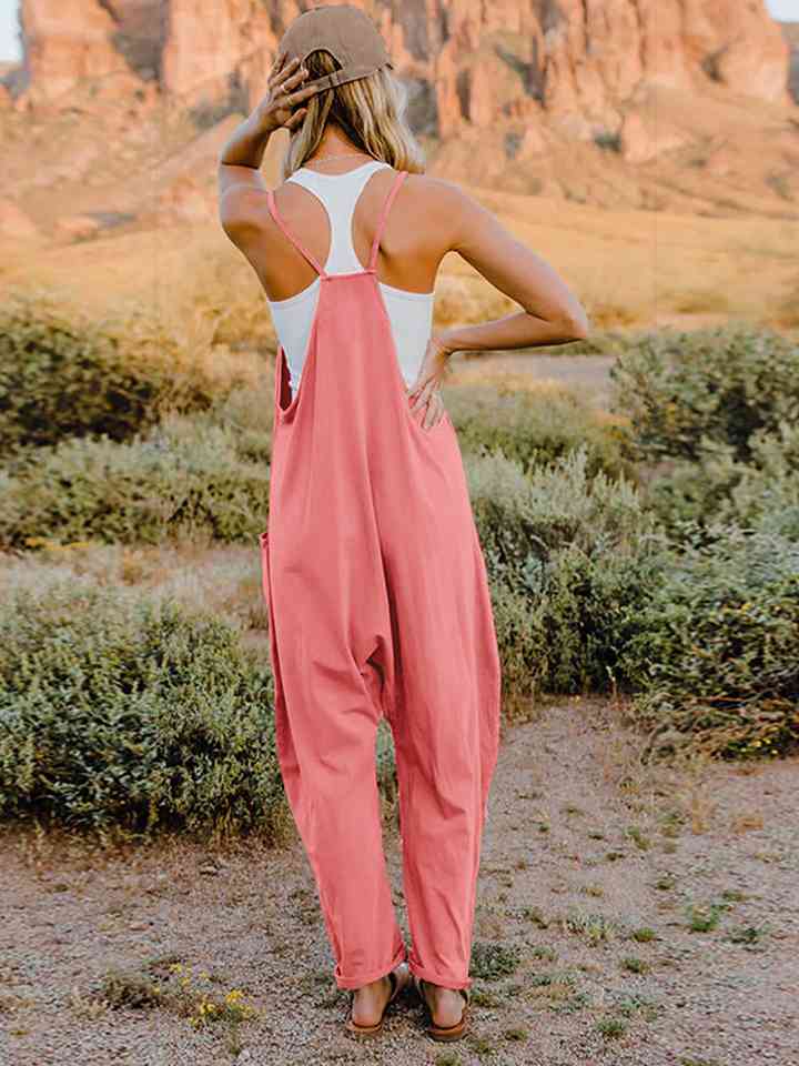 Double Take Full Size Sleeveless V-Neck Pocketed Jumpsuit (2 Colors)