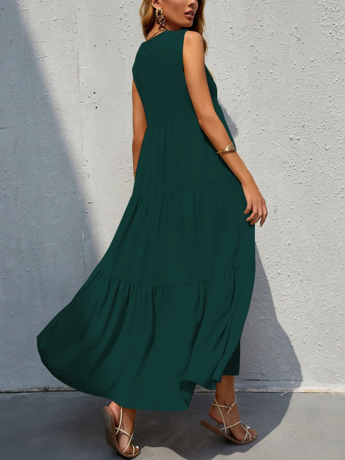 Tiered V-Neck Sleeve Dress (4 Color Options)