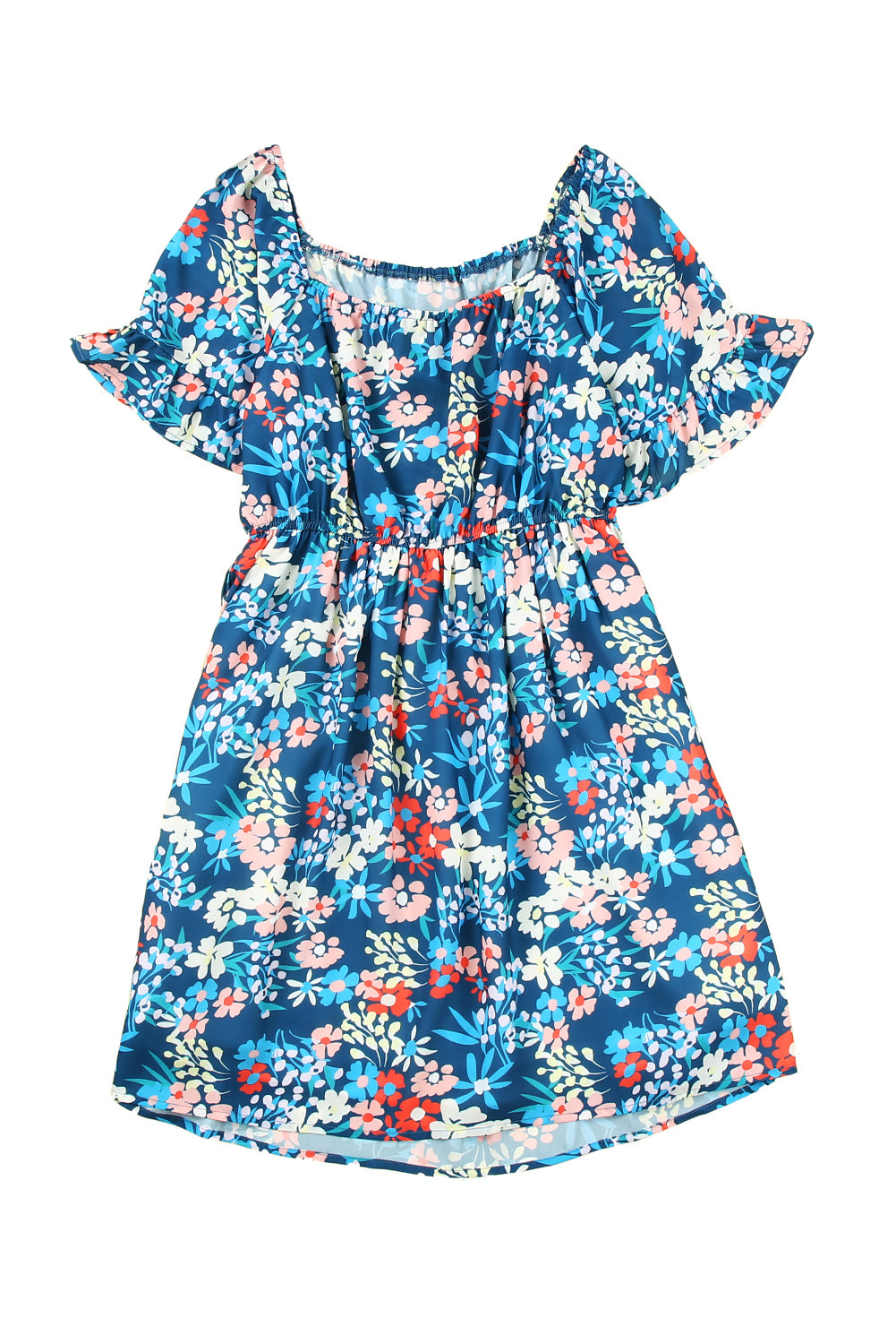 Square Neck Ruffle Floral Dress